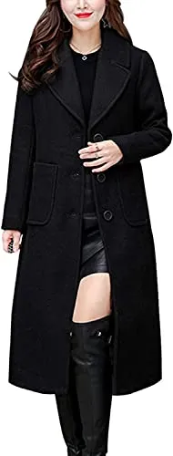 chouyatou Women's Notch Lapel Wool Blend Coat