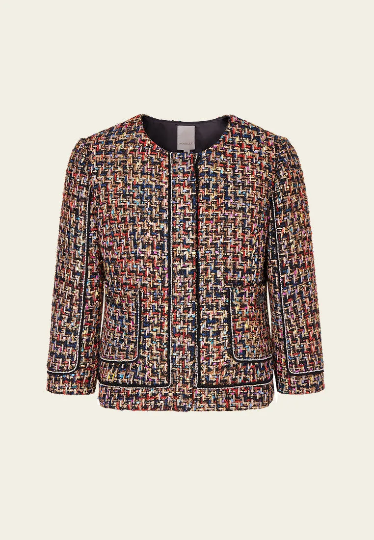 Chunky Woven Patch-pocket Tweed Jacket