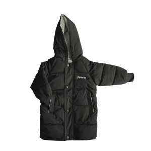 Classic Black Longline Puffer Jacket for Kids