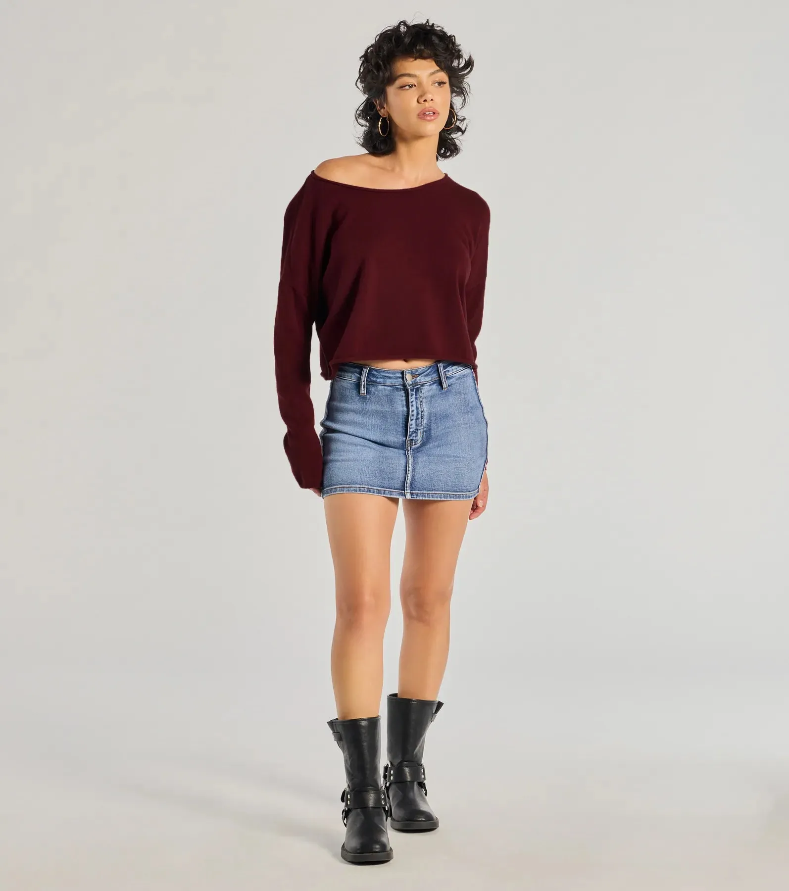Classic Chic Asymmetrical Cropped Pullover Sweater