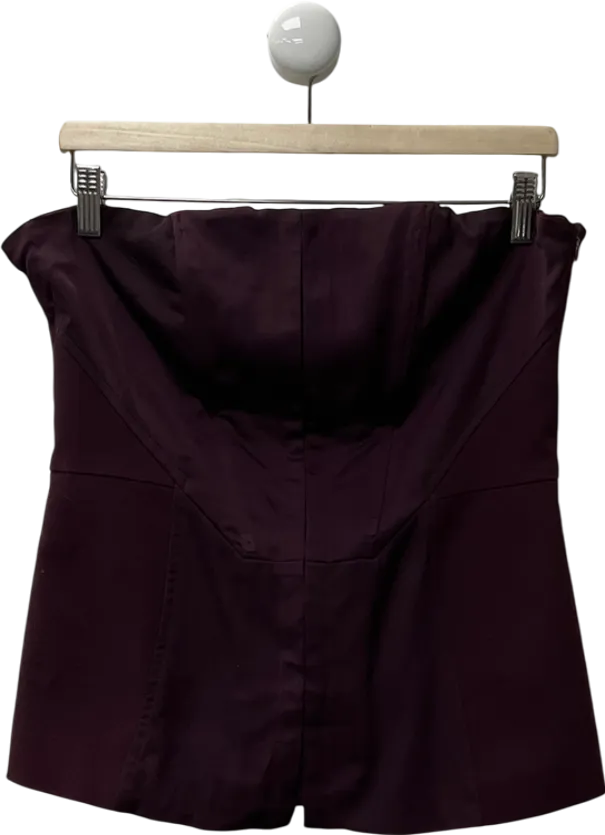 Club L Purple Burgundy Satin-blend Strapless Panelled Corset Top UK 14