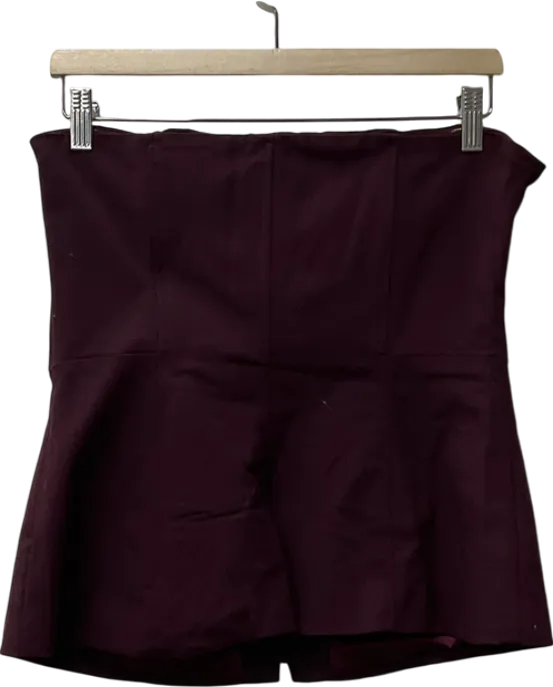 Club L Purple Burgundy Satin-blend Strapless Panelled Corset Top UK 14