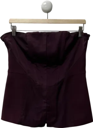 Club L Purple Burgundy Satin-blend Strapless Panelled Corset Top UK 14
