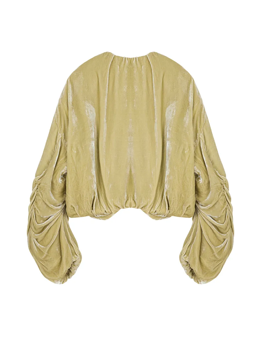 Coat / JNBY V-neck Viscose-blend Silk Coat