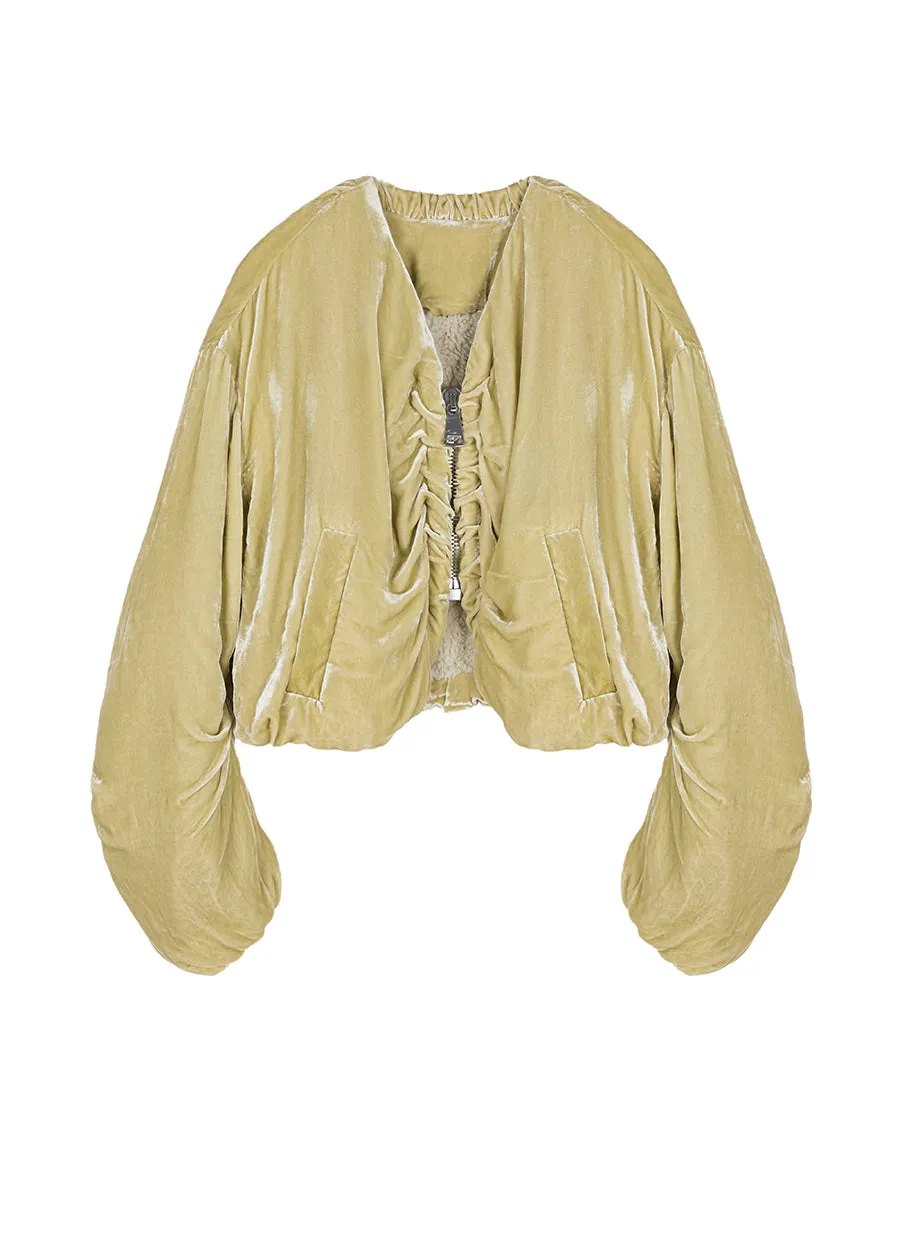 Coat / JNBY V-neck Viscose-blend Silk Coat