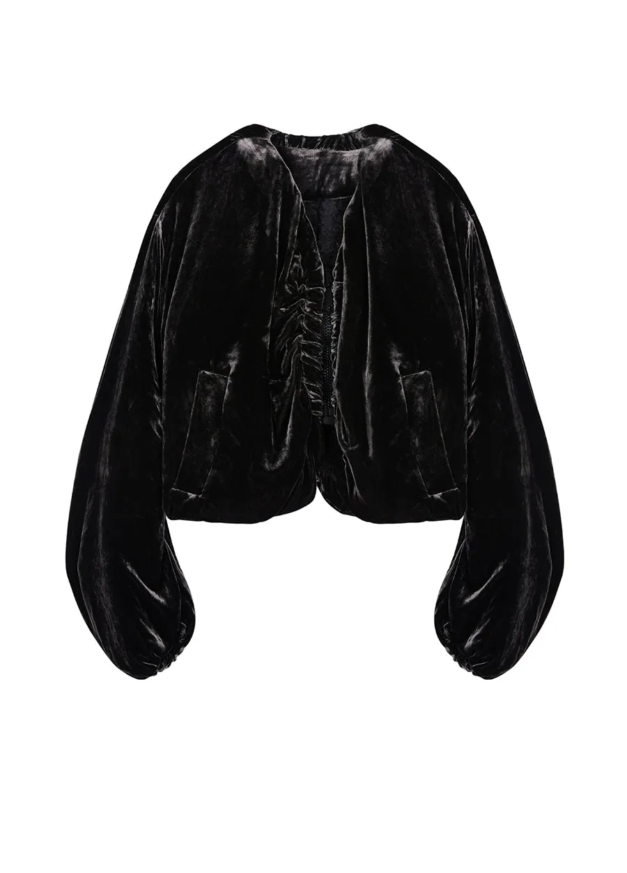 Coat / JNBY V-neck Viscose-blend Silk Coat