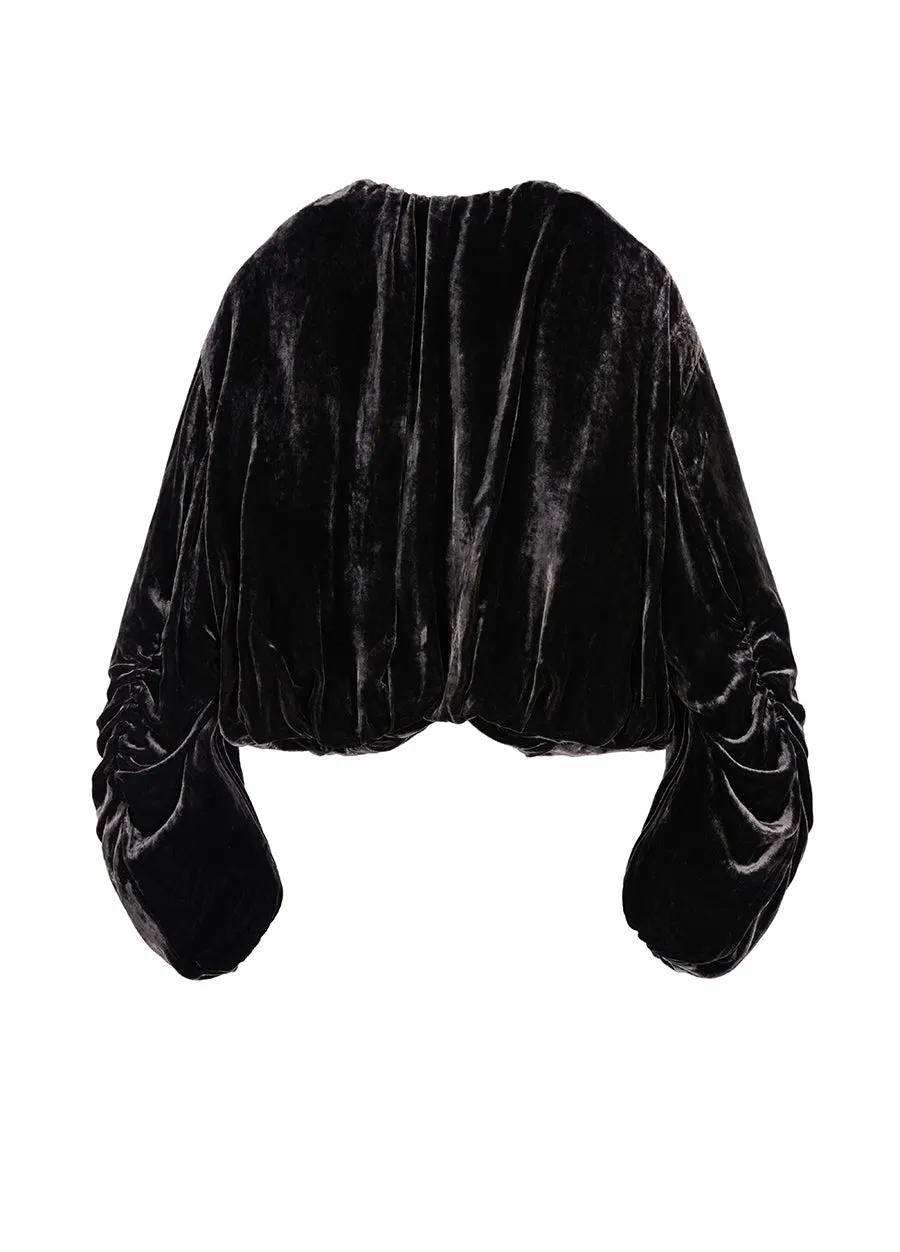 Coat / JNBY V-neck Viscose-blend Silk Coat