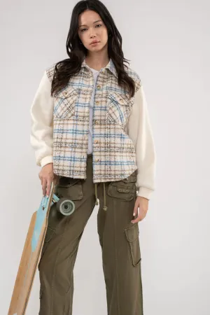 Contrast Tweed Jacket - Ivory
