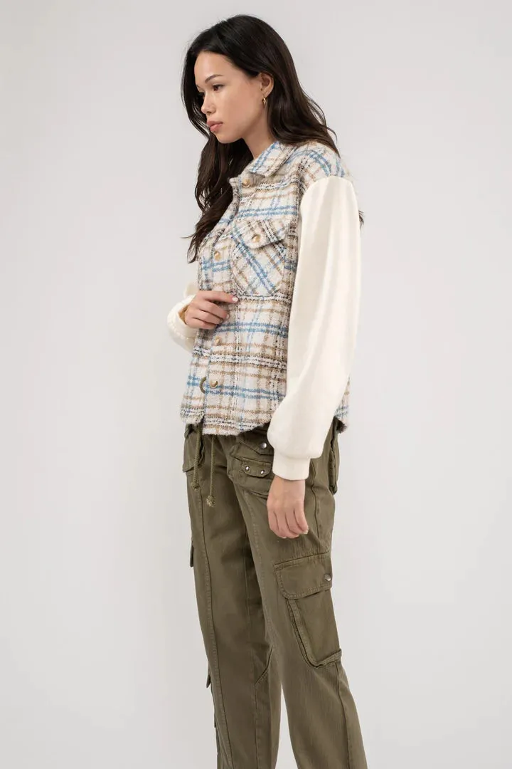 Contrast Tweed Jacket - Ivory