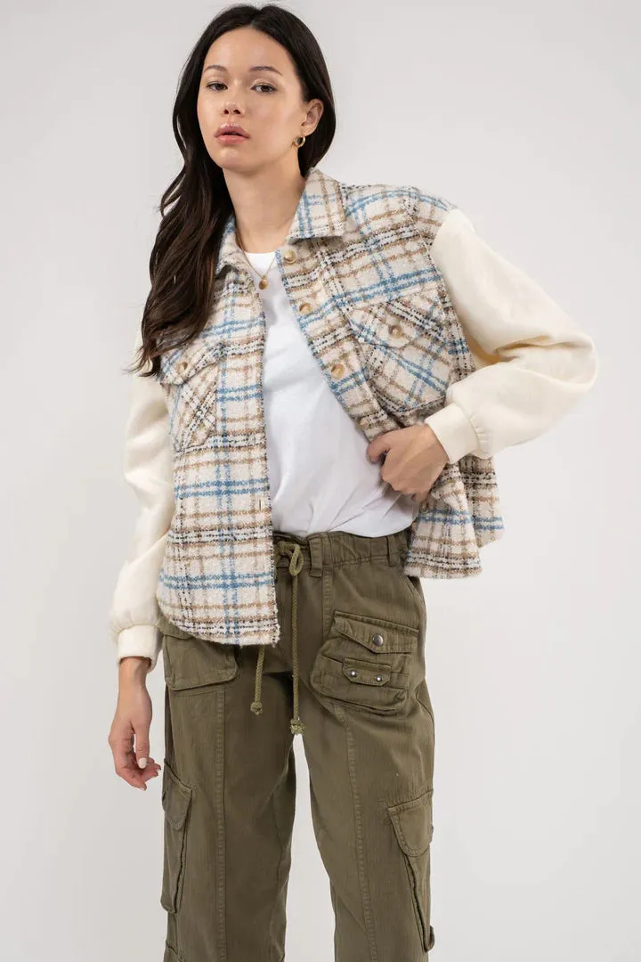 Contrast Tweed Jacket - Ivory
