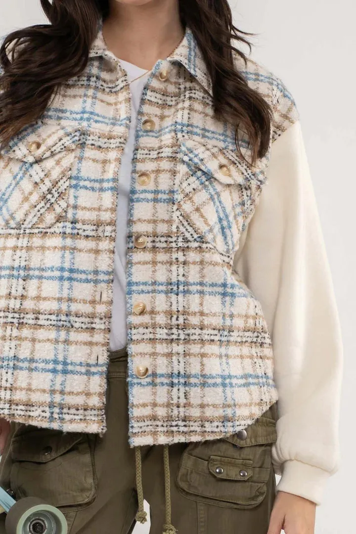 Contrast Tweed Jacket - Ivory