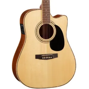Cort AD880CE Left-Handed Acoustic-Electric Guitar, Natural Satin