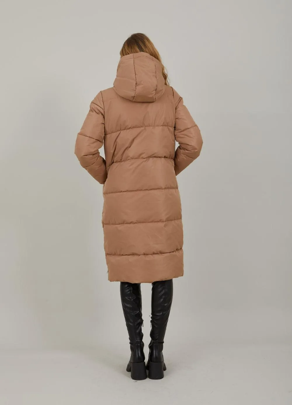 COSTER COPENHAGEN - Long Puffer Jacket COGNAC