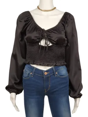 Crave Fame Satin Crisscross Blouse (M)