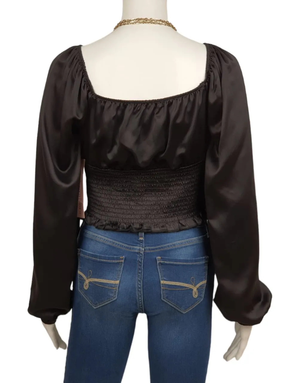 Crave Fame Satin Crisscross Blouse (M)