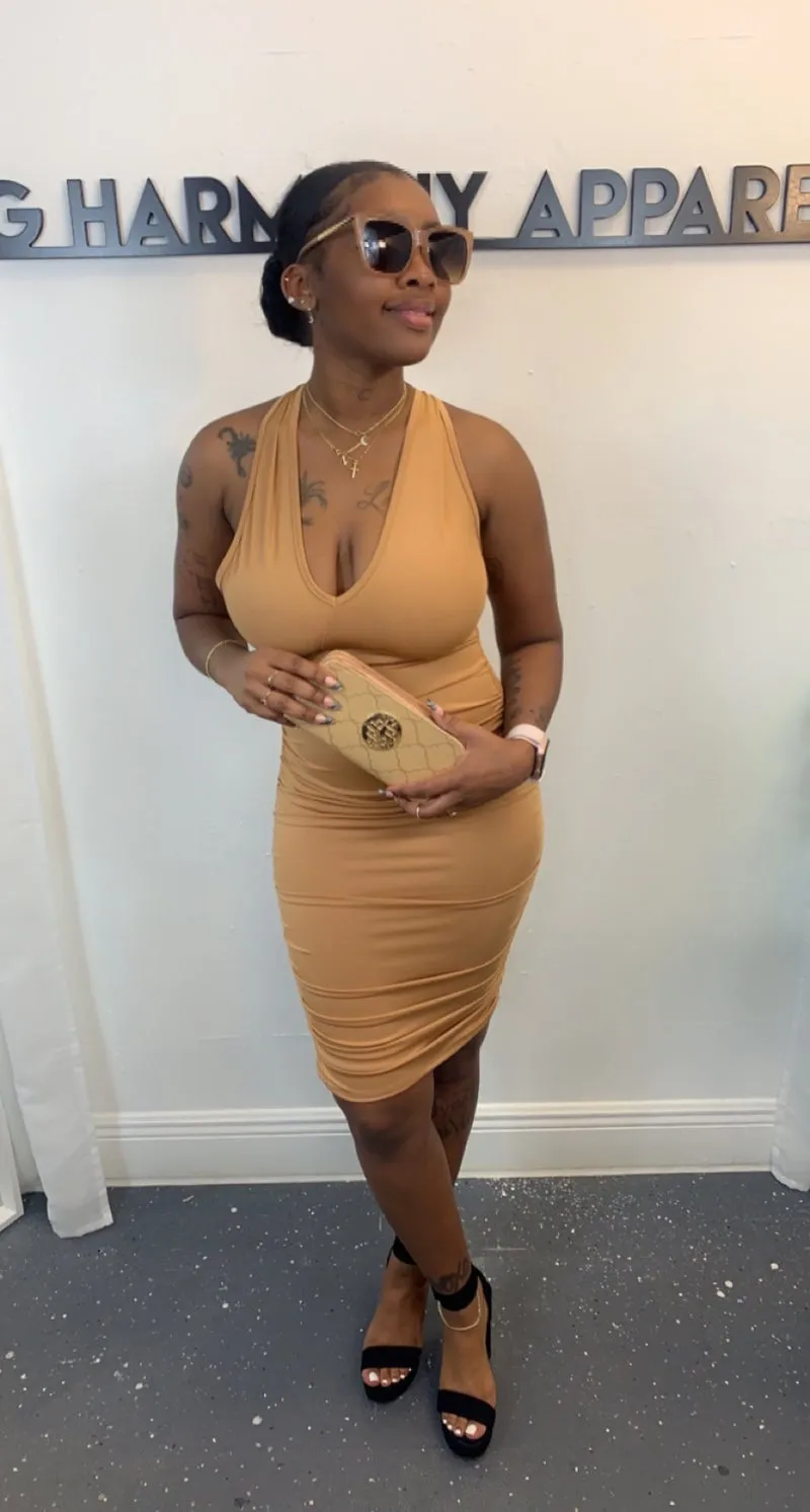 Crossover Halter Neck Dress