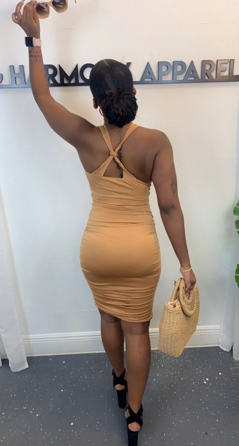 Crossover Halter Neck Dress