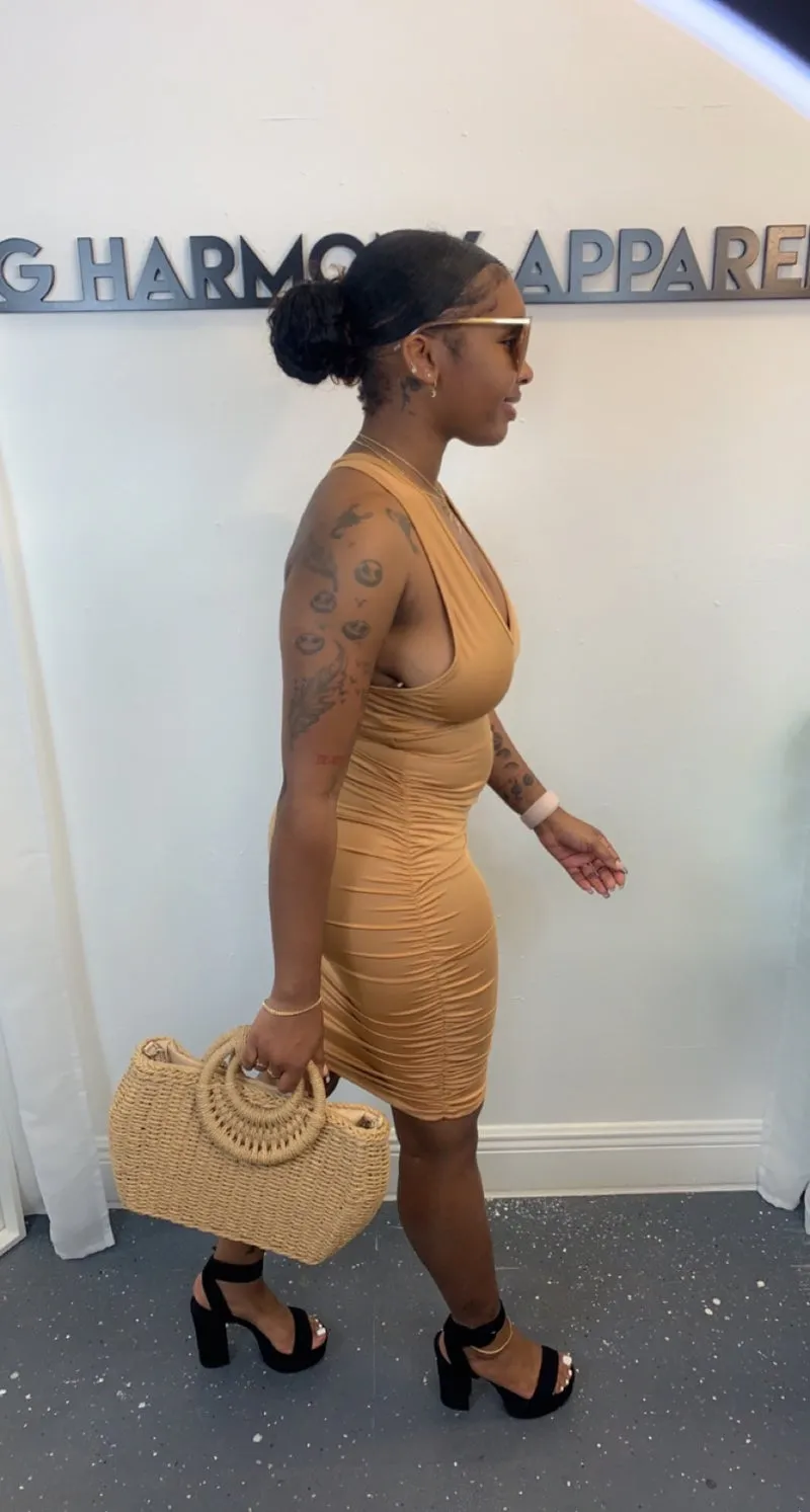Crossover Halter Neck Dress