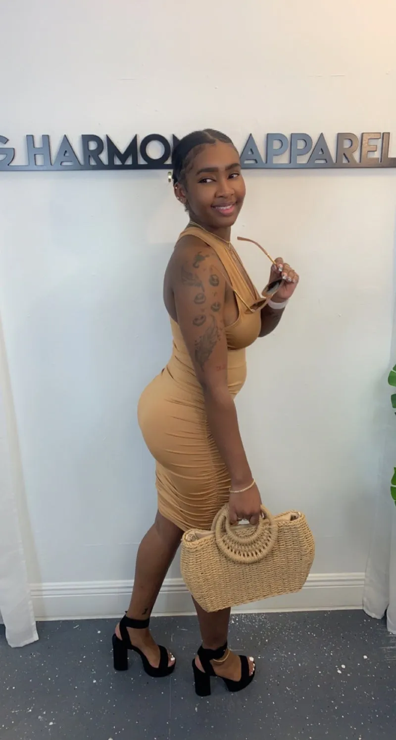Crossover Halter Neck Dress