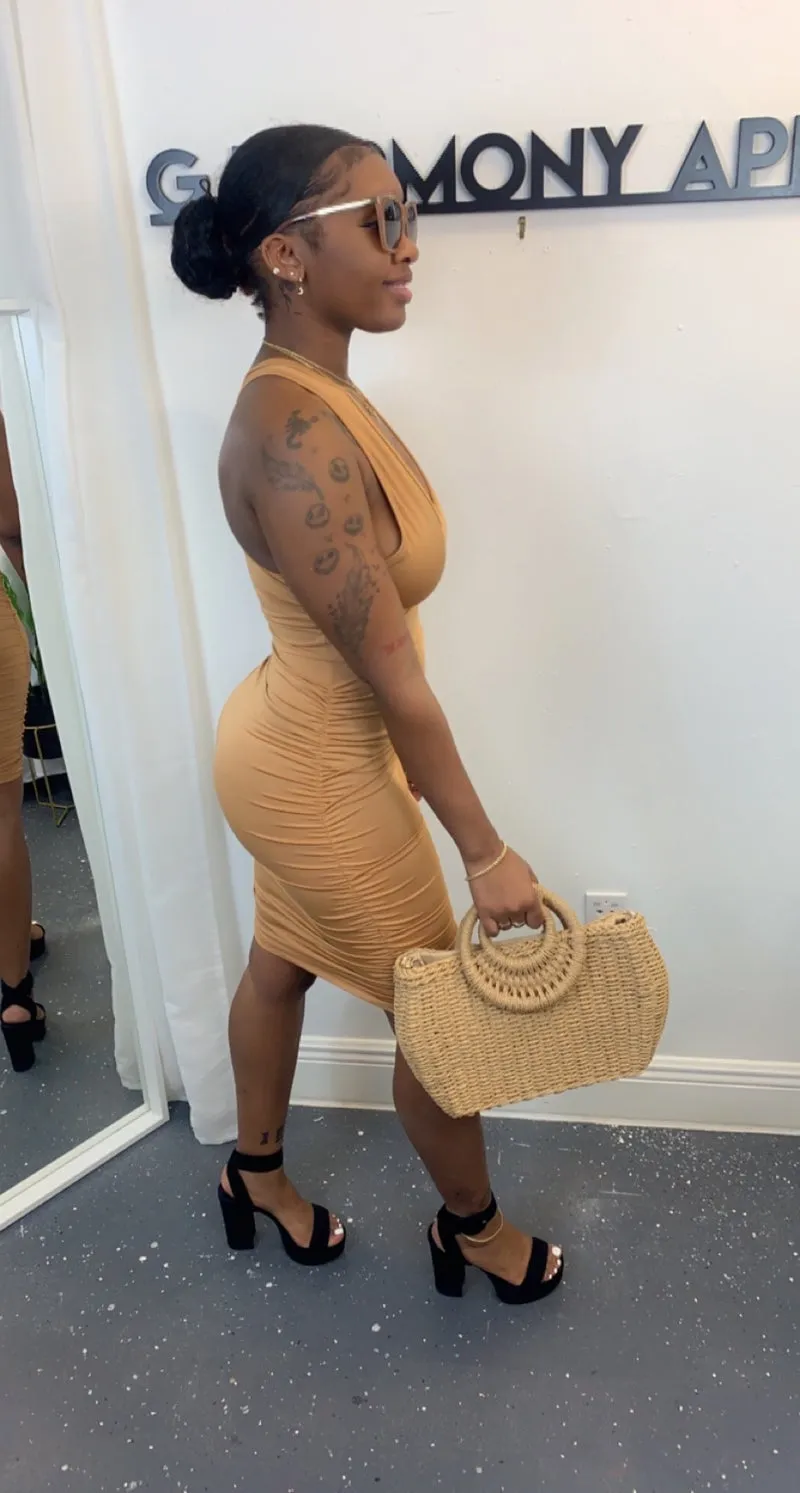 Crossover Halter Neck Dress