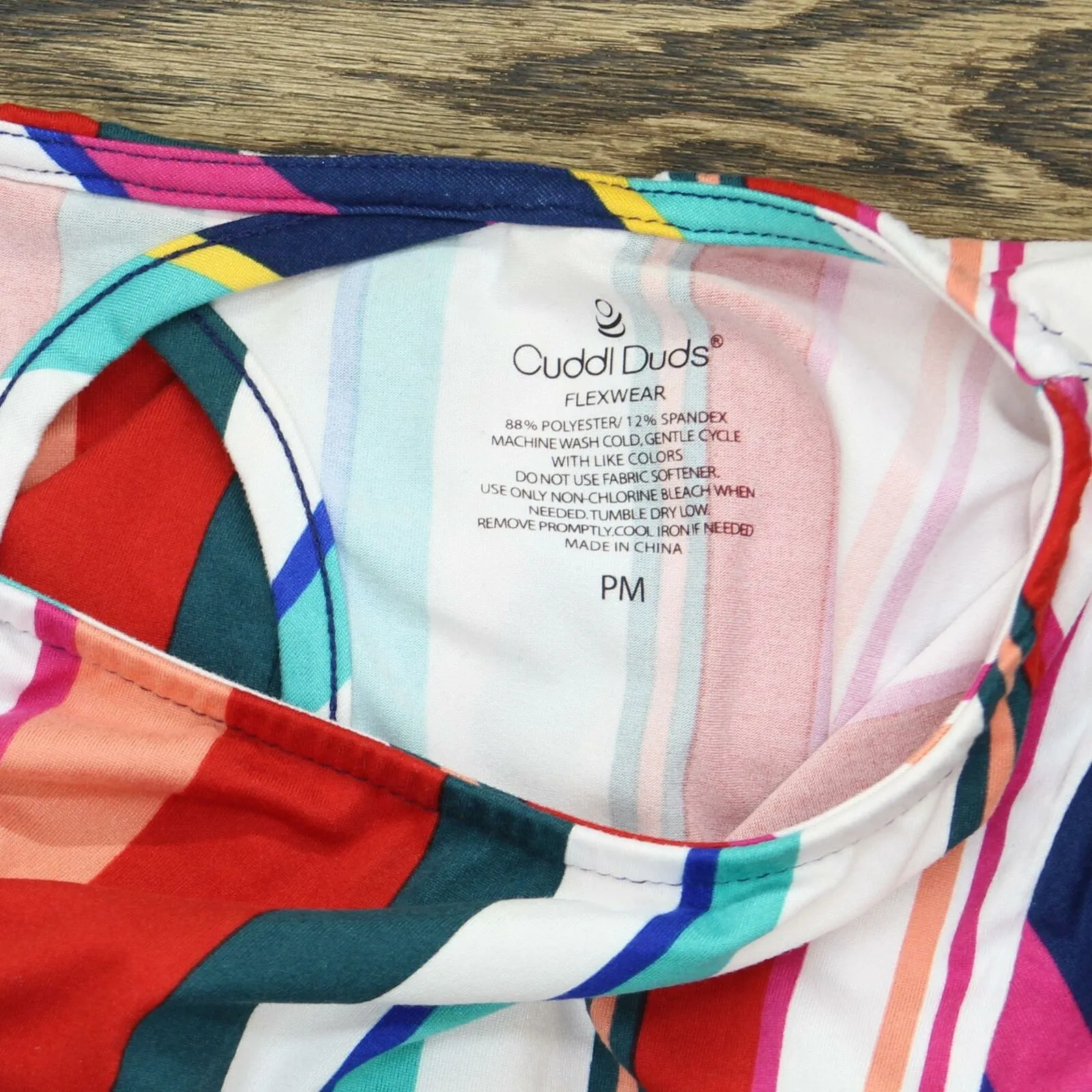 Cuddl Duds Petite Flexwear Elbow-Sleeve Rainbow Hem Dress Multi Stripe PM