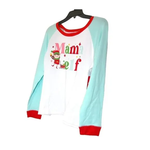 Cuddl Duds Womens Multi Stripe Sweater Knit Mama Elf Pajamas 2 Pc Set Sz XL NWT