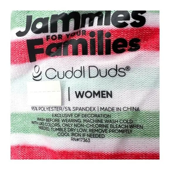 Cuddl Duds Womens Multi Stripe Sweater Knit Mama Elf Pajamas 2 Pc Set Sz XL NWT
