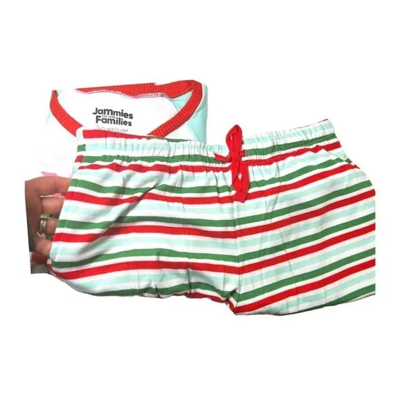 Cuddl Duds Womens Multi Stripe Sweater Knit Mama Elf Pajamas 2 Pc Set Sz XL NWT