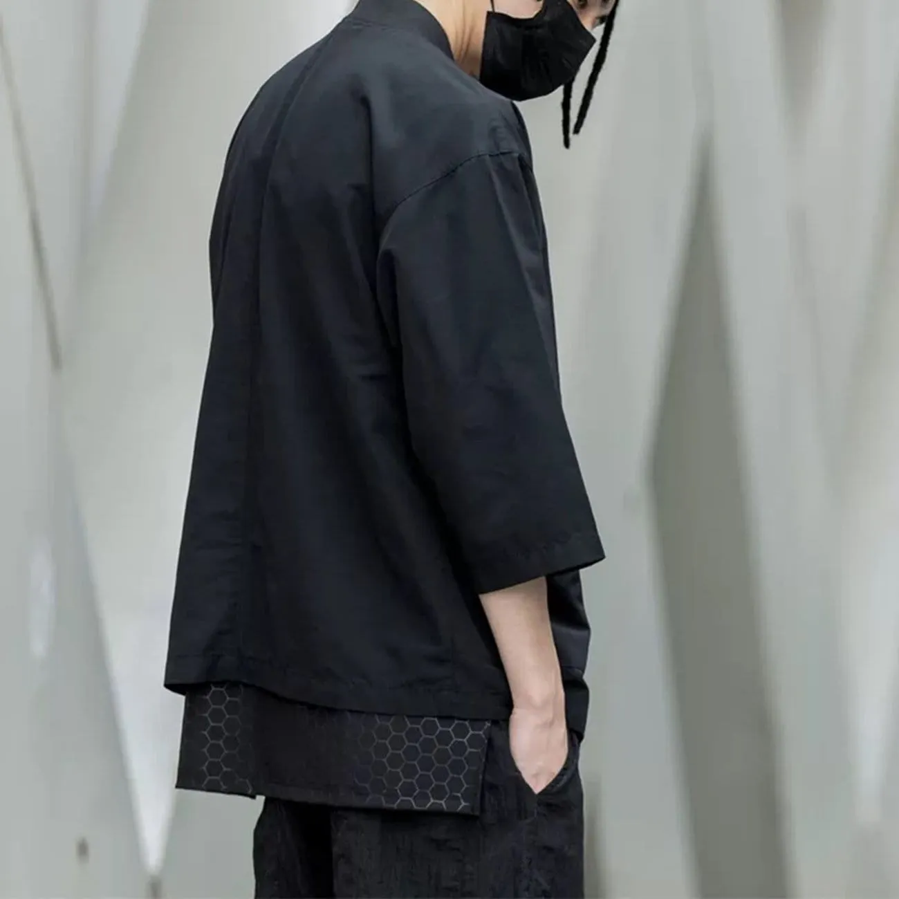 Dark Functional Half Sleeve Multi-pocket Cardigan Jacket