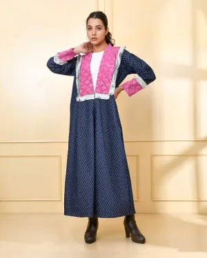 Designer Pink & Blue Denim Cape Jacket