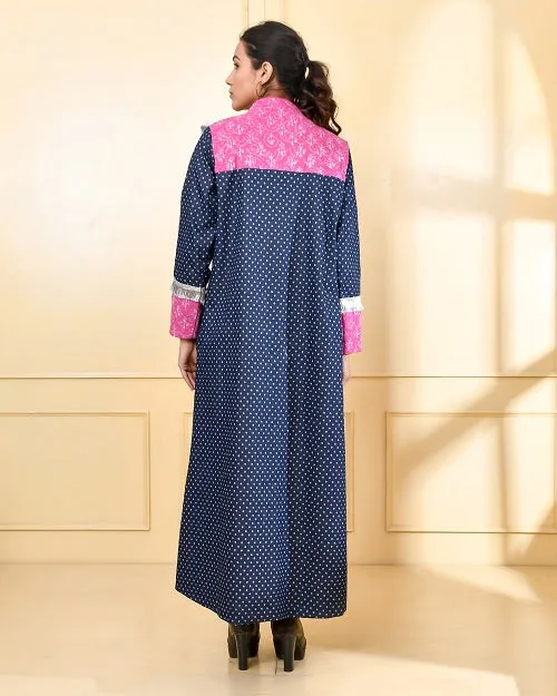 Designer Pink & Blue Denim Cape Jacket