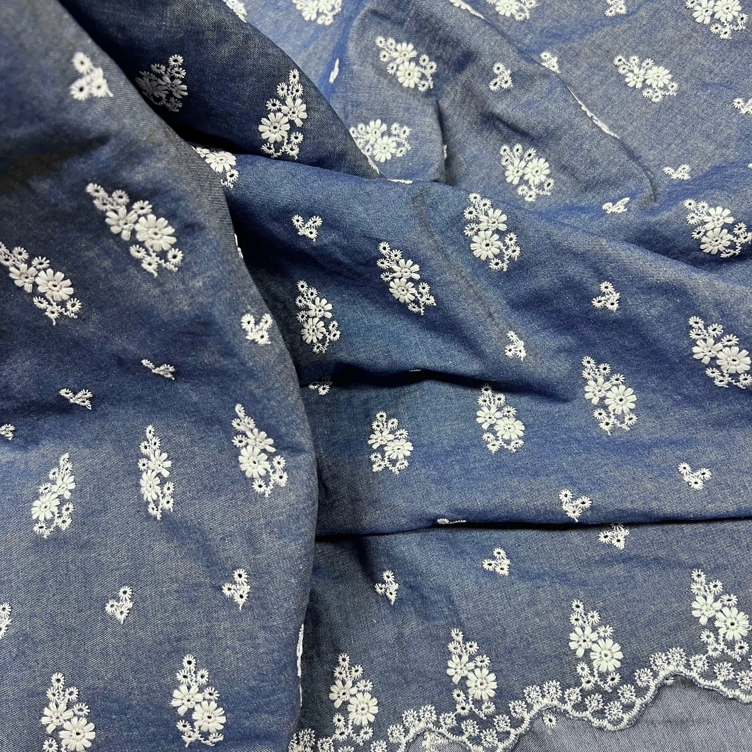 Double Border | Embroidered Cotton Chambray