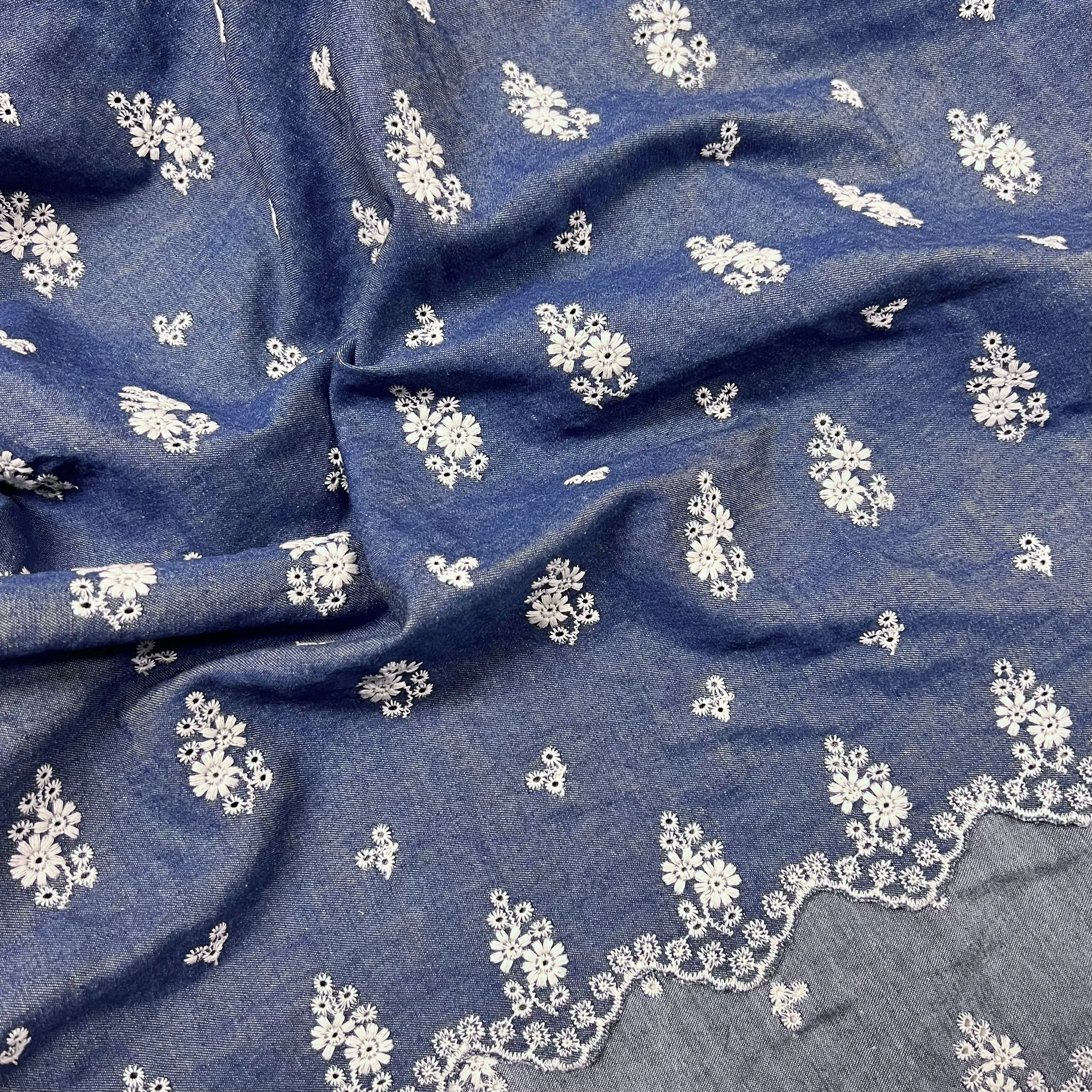 Double Border | Embroidered Cotton Chambray