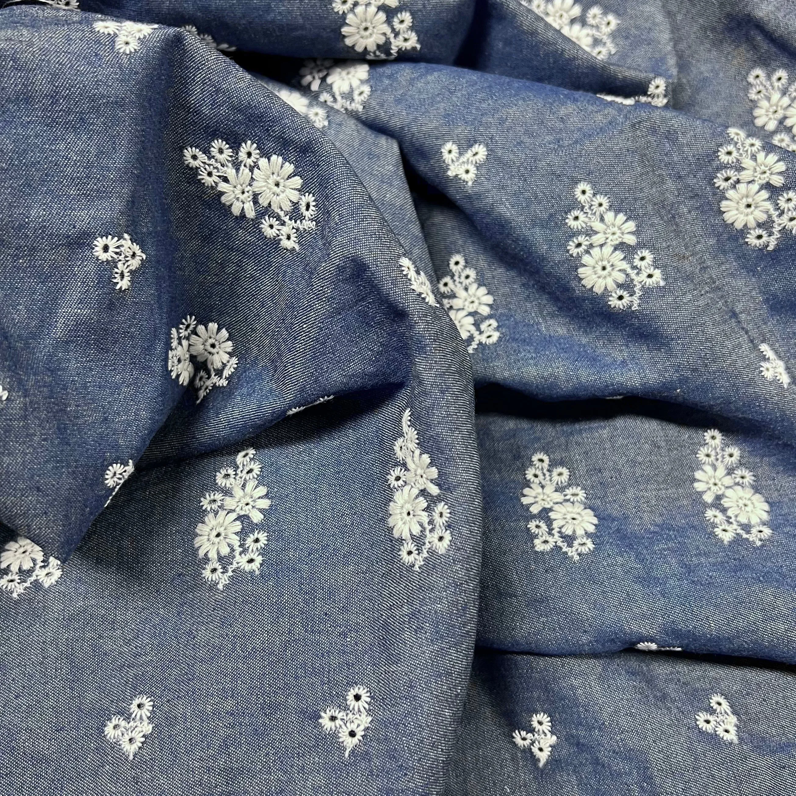 Double Border | Embroidered Cotton Chambray