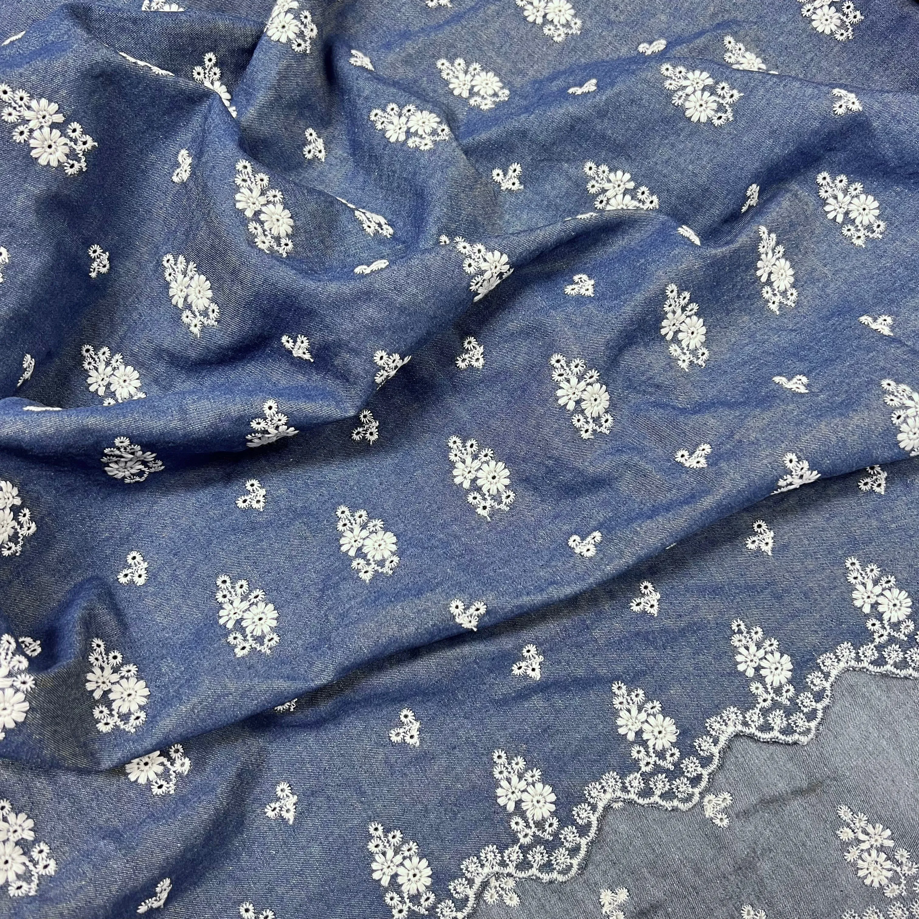 Double Border | Embroidered Cotton Chambray