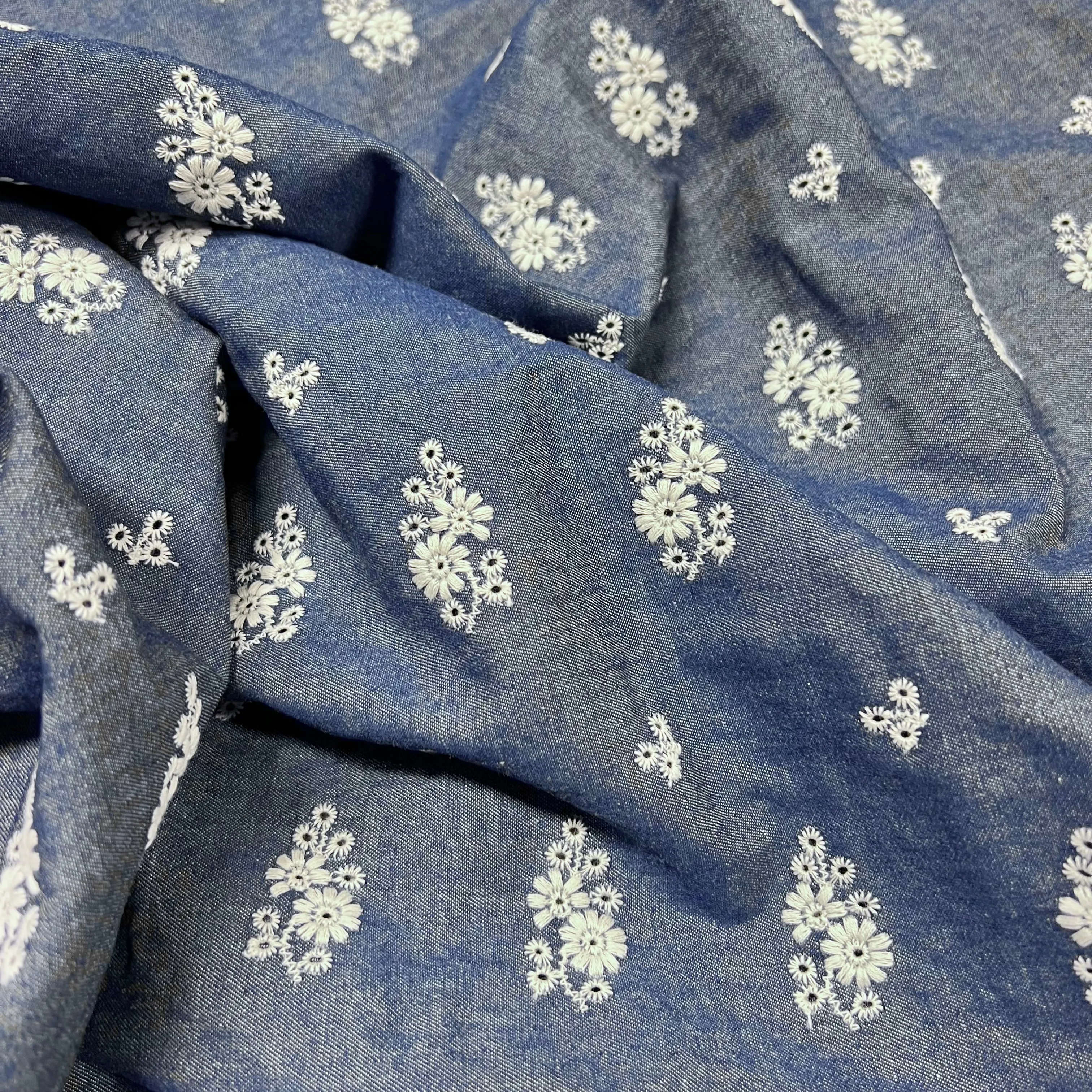 Double Border | Embroidered Cotton Chambray