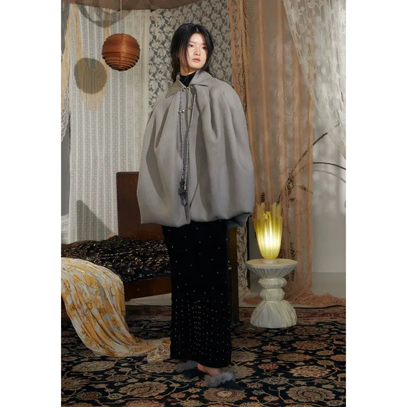 Double-Layer Pleated Cape