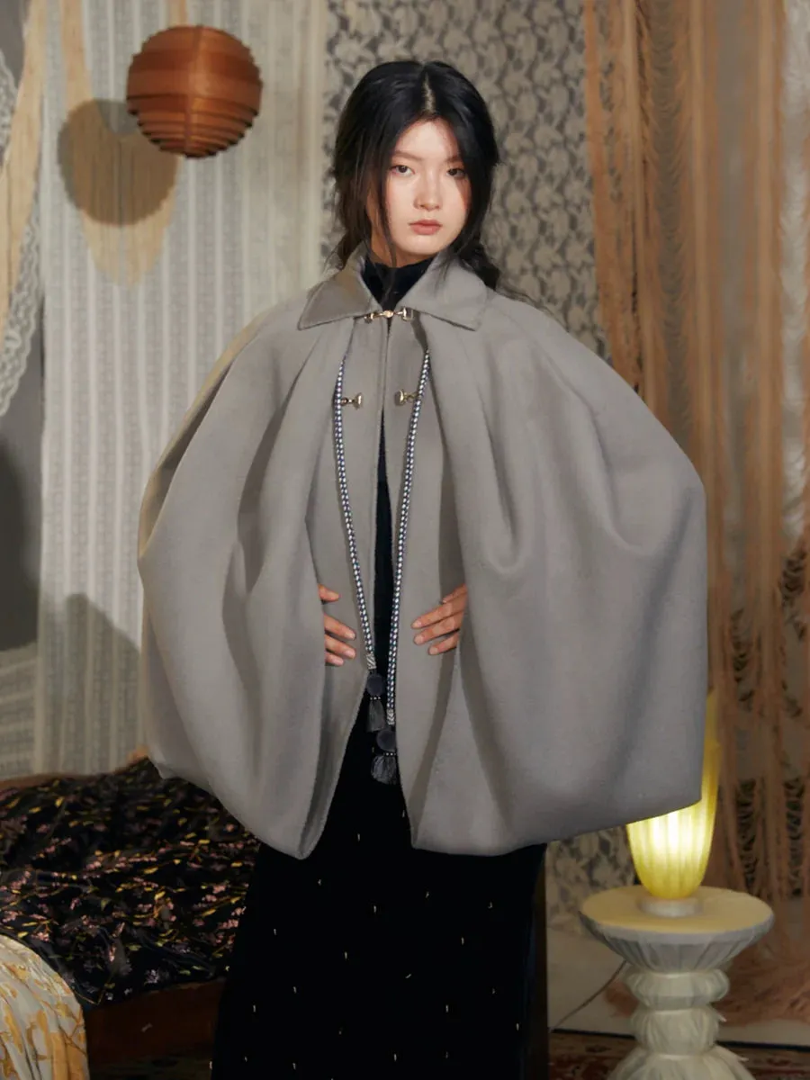 Double-Layer Pleated Cape