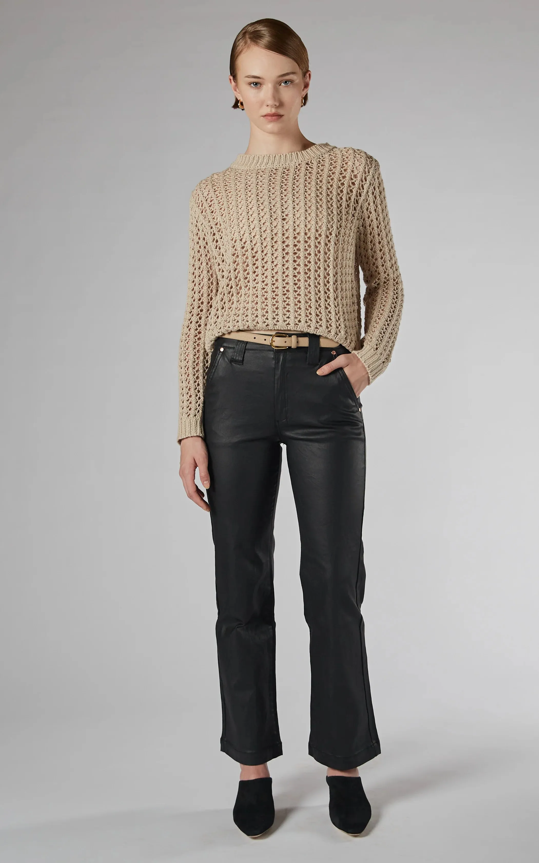 DRICOPER MISIKA FLARE TROUSERS - COATED BLACK