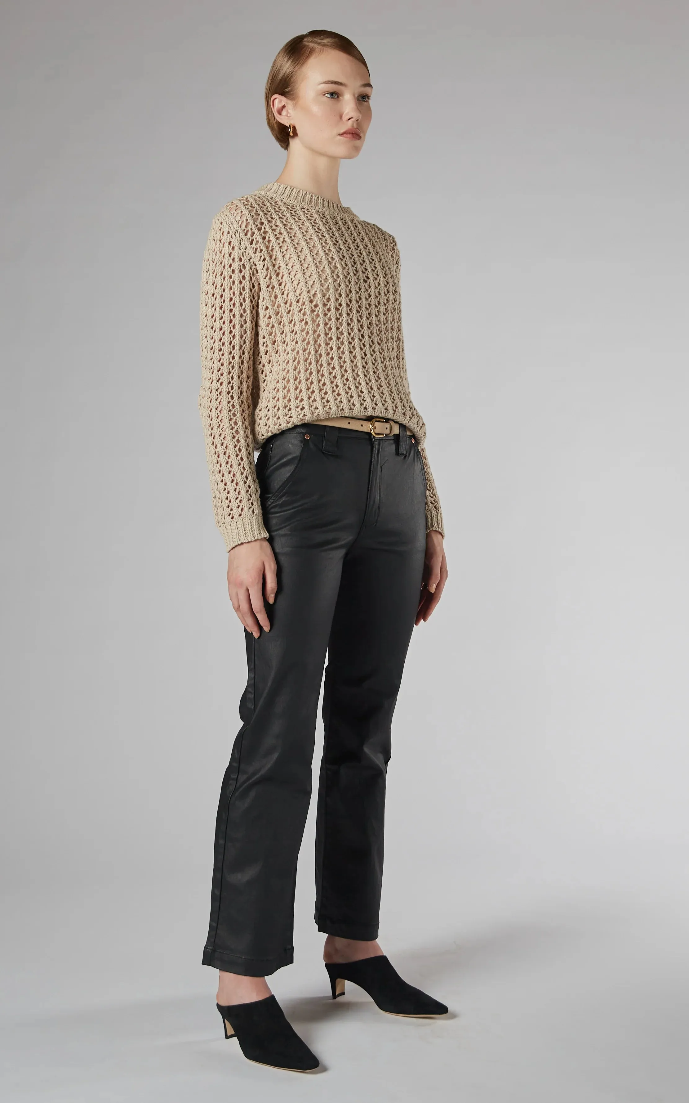DRICOPER MISIKA FLARE TROUSERS - COATED BLACK