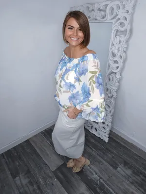 Eden Off The Shoulder Floral Lined Top Fits Up To Size 16