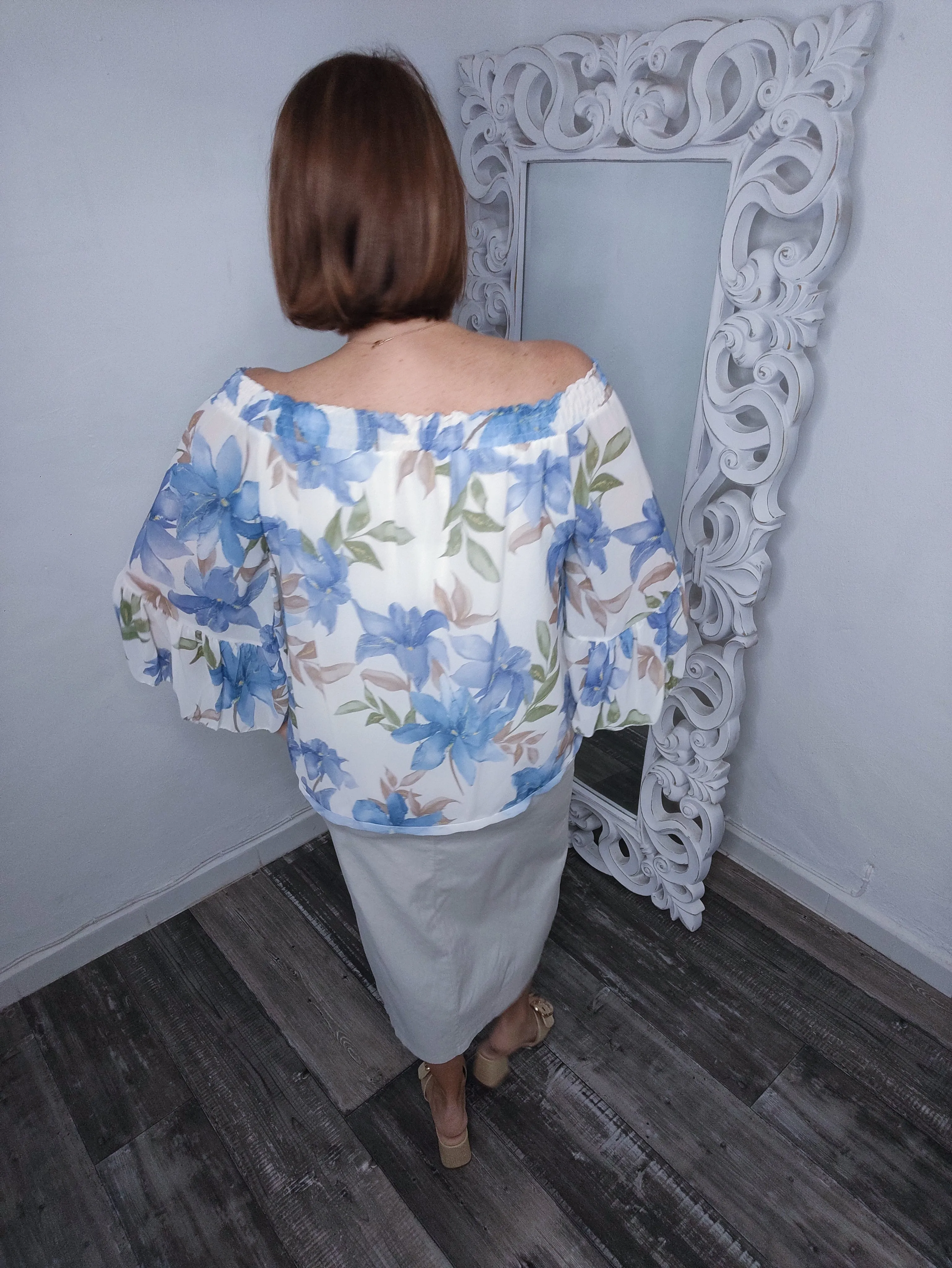Eden Off The Shoulder Floral Lined Top Fits Up To Size 16