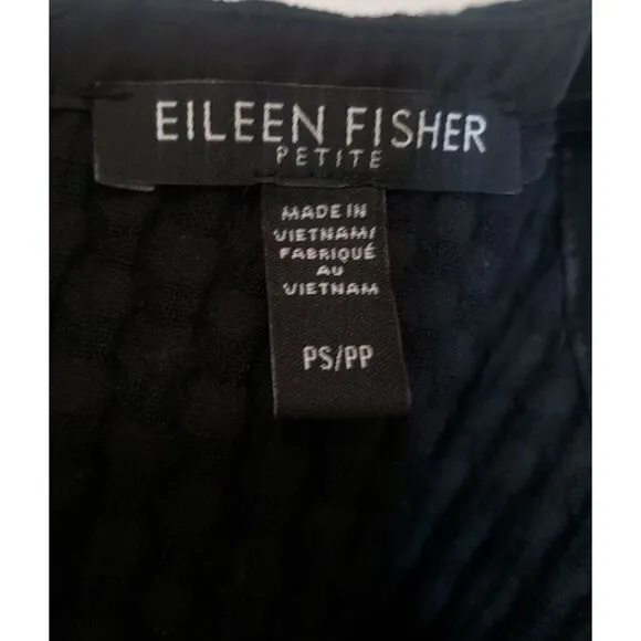 Eileen Fisher Black Honeycomb Knit Shift Dress Minimalistic Womens  PS Petite