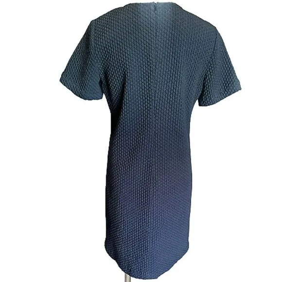 Eileen Fisher Black Honeycomb Knit Shift Dress Minimalistic Womens  PS Petite