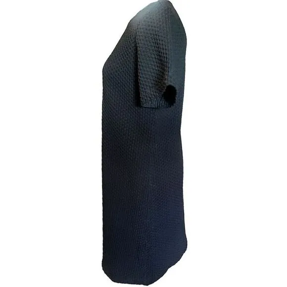Eileen Fisher Black Honeycomb Knit Shift Dress Minimalistic Womens  PS Petite