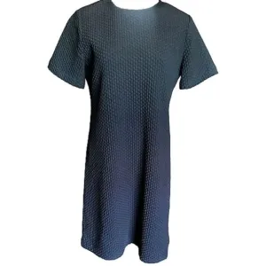Eileen Fisher Black Honeycomb Knit Shift Dress Minimalistic Womens  PS Petite