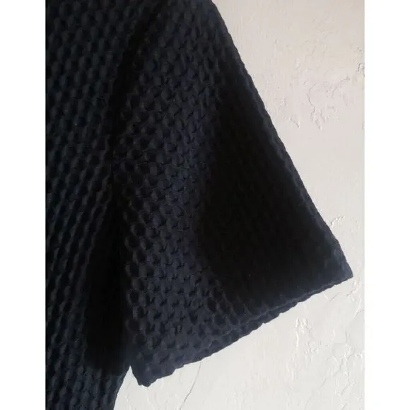 Eileen Fisher Black Honeycomb Knit Shift Dress Minimalistic Womens  PS Petite