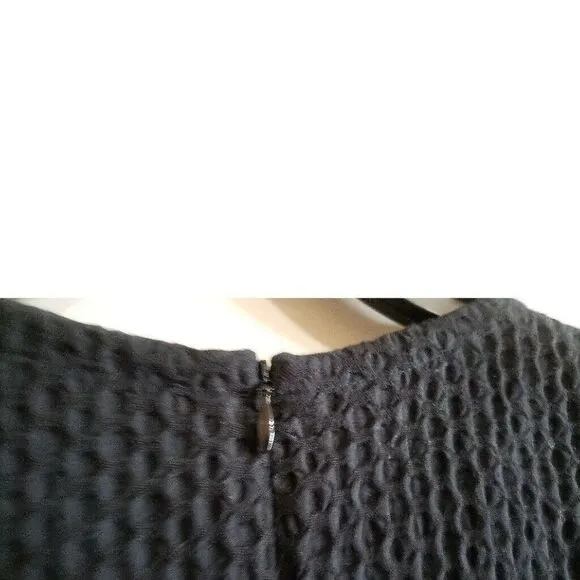 Eileen Fisher Black Honeycomb Knit Shift Dress Minimalistic Womens  PS Petite