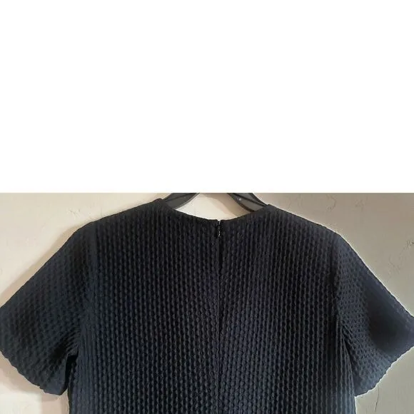 Eileen Fisher Black Honeycomb Knit Shift Dress Minimalistic Womens  PS Petite