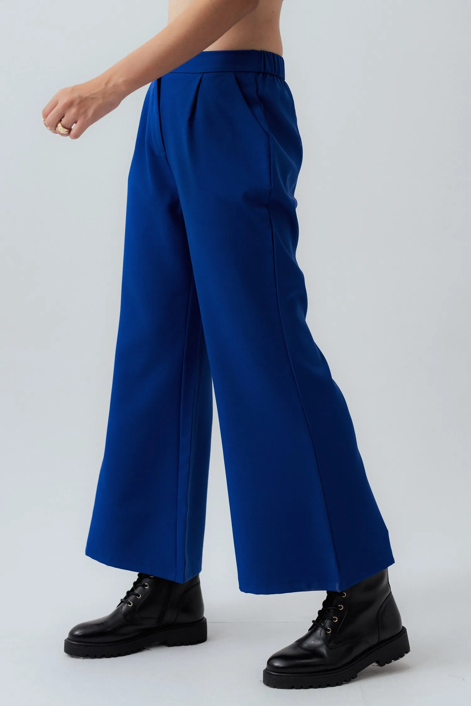 ELECTRIC BLUE FLARED  FIT TAILORED PANTS